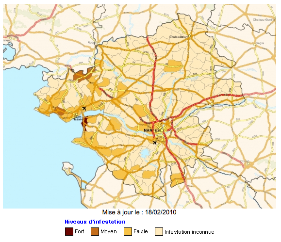 Diagnostic Termites - Carte des arrêtés de Loire Atlantique